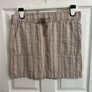 Dash Skirt Womens Medium White Tan Striped Linen Blend Drawstring Pockets Casual